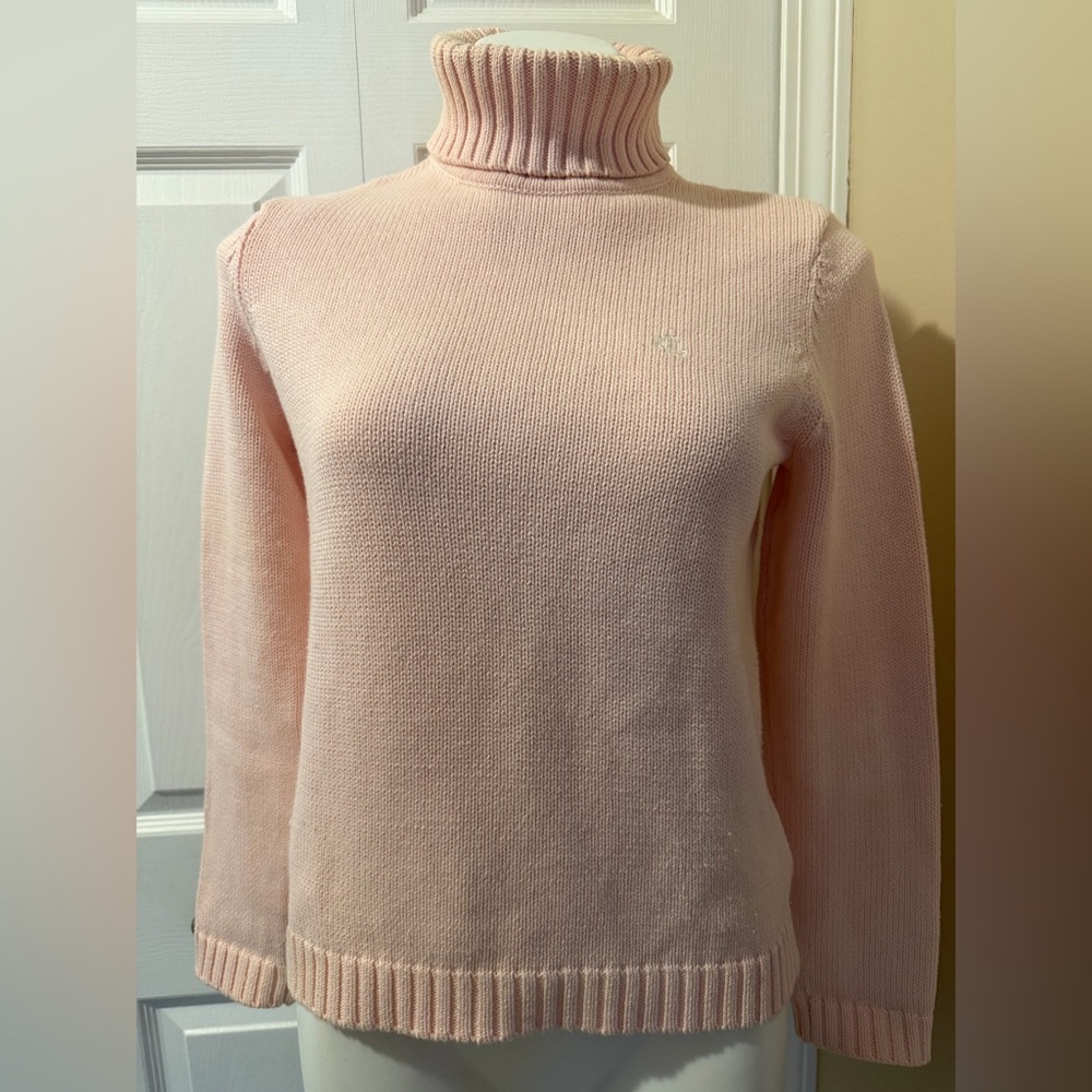 Ralph Lauren Soft Pink Cotton Turtleneck Sweater, Size S